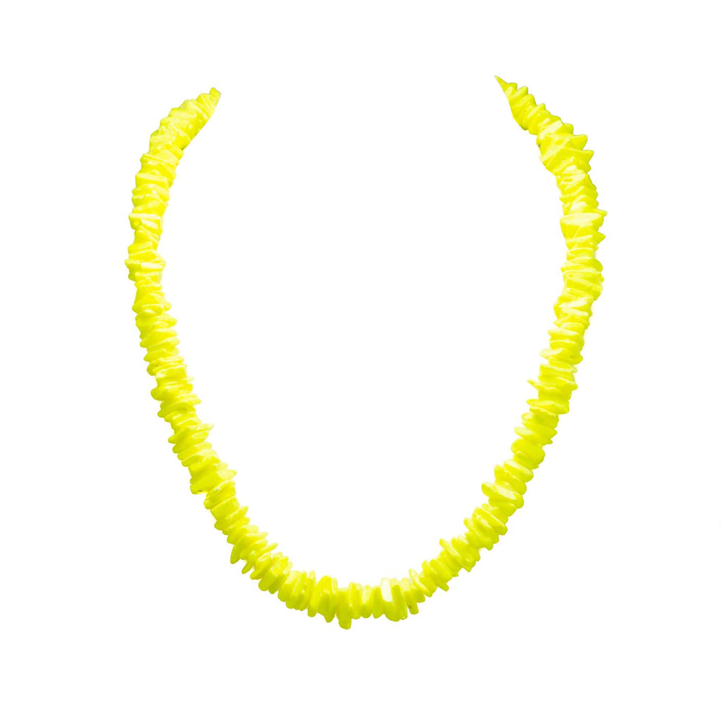 Neon Yellow Puka Chip Shell Beads Necklace and Anklet Set