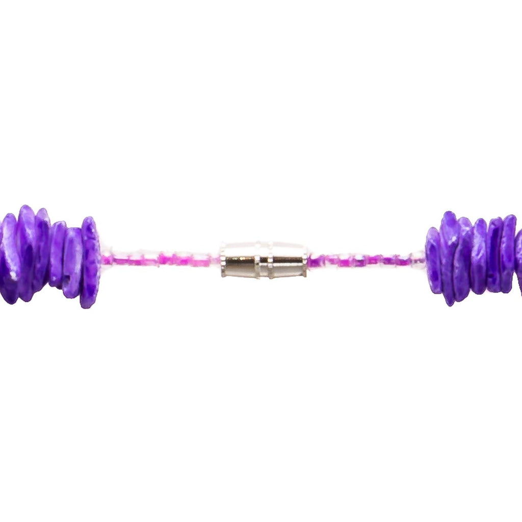 Purple Puka Chip Shell Beads Necklace and Anklet Set