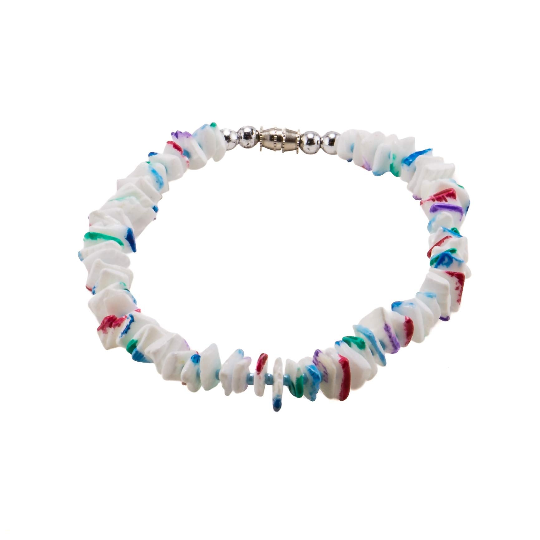 Multicolor Spotted Puka Chip Shells Necklace & Anklet Set