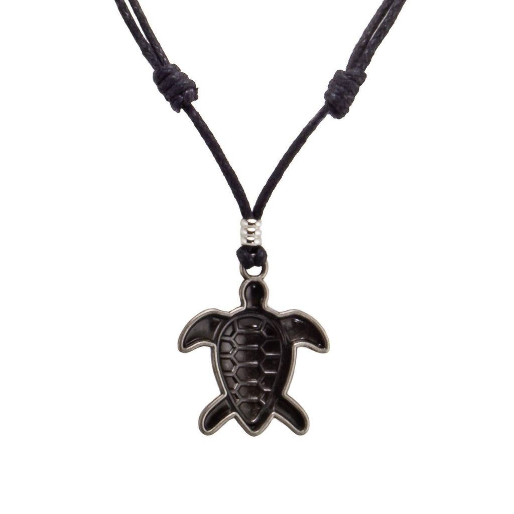 Sea Turtle Pendant on Adjustable Rope Necklace