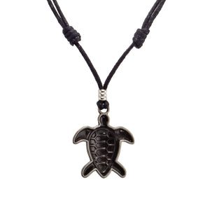 Sea Turtle Pendant on Adjustable Rope Necklace
