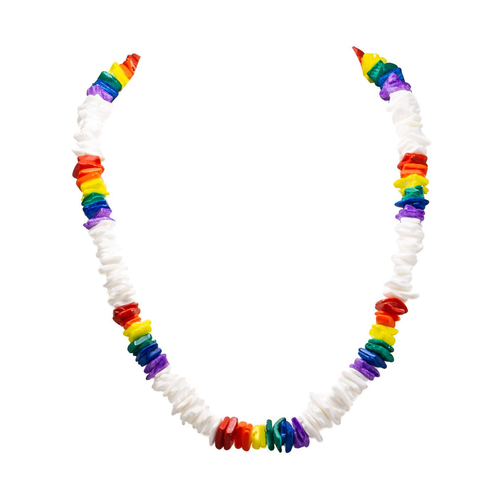 White & Rainbow Colored Puka Chip Shells Necklace & Anklet