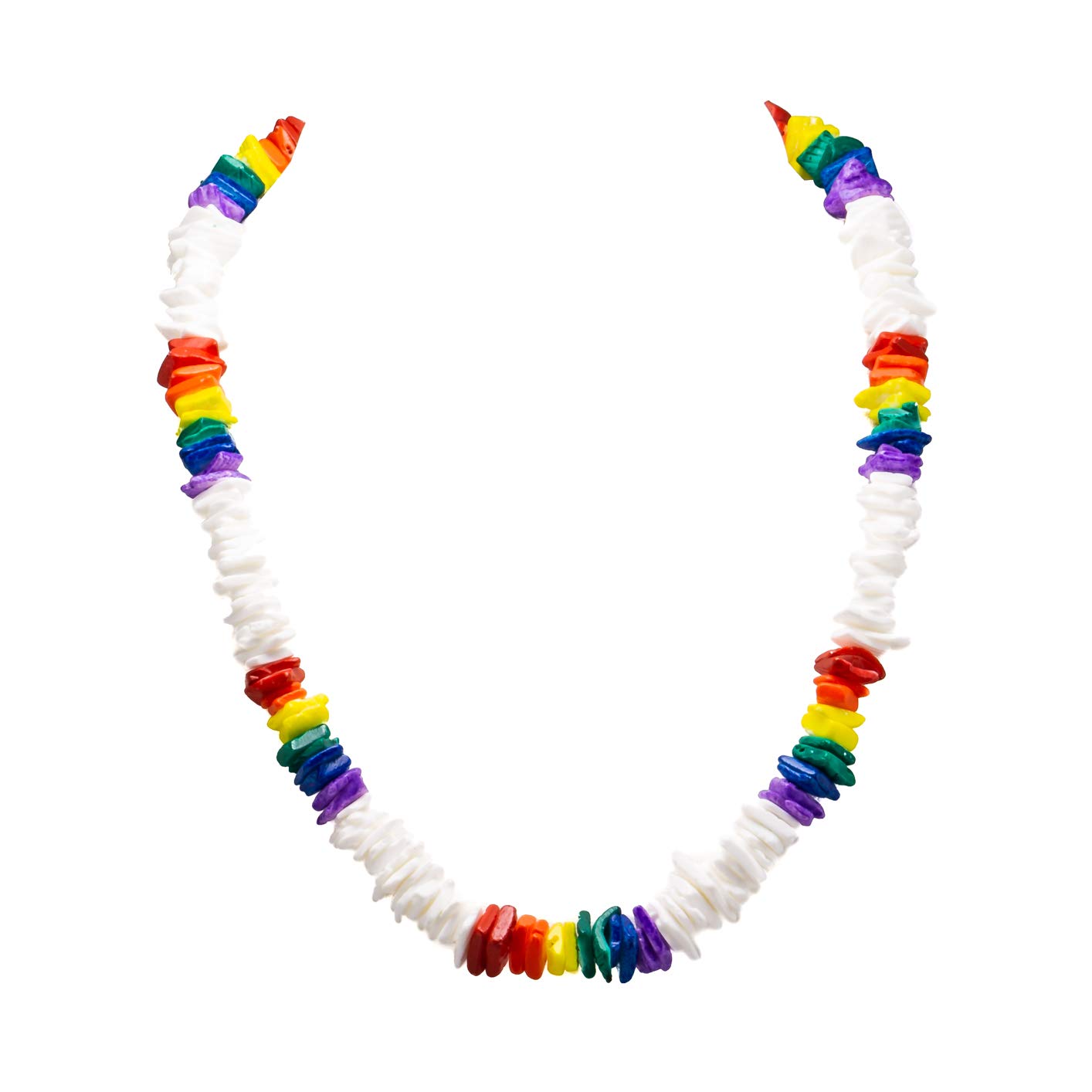 White & Rainbow Colored Puka Chip Shells Necklace & Anklet