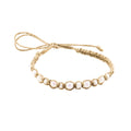 White Glowbeads and Puka Shells on Hemp Anklet Bracelet