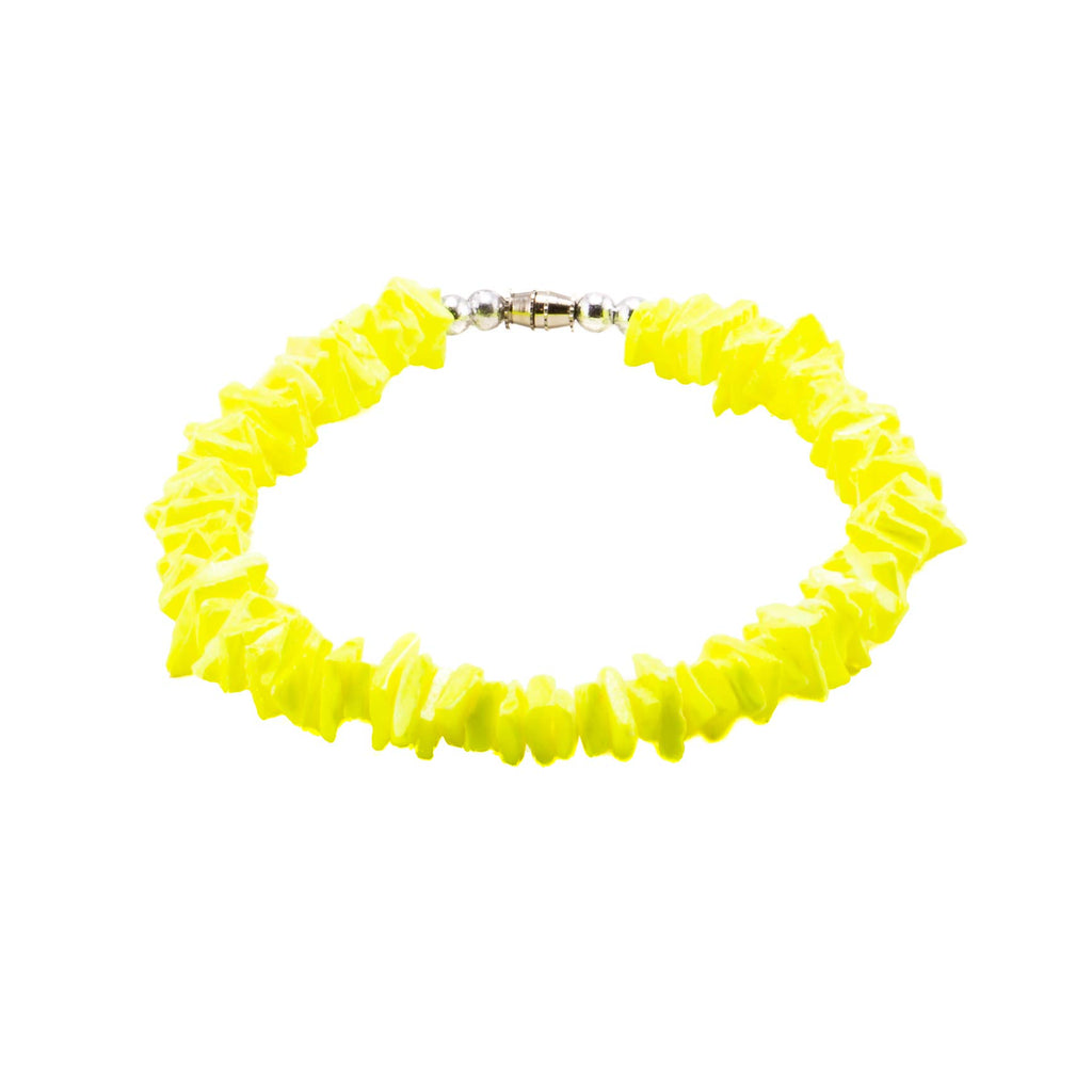 Neon Yellow Puka Chip Shell Beads Necklace and Anklet Set