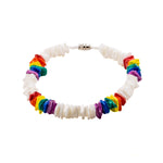 Load image into Gallery viewer, White &amp; Rainbow Colored Puka Chip Shells Necklace &amp; Anklet
