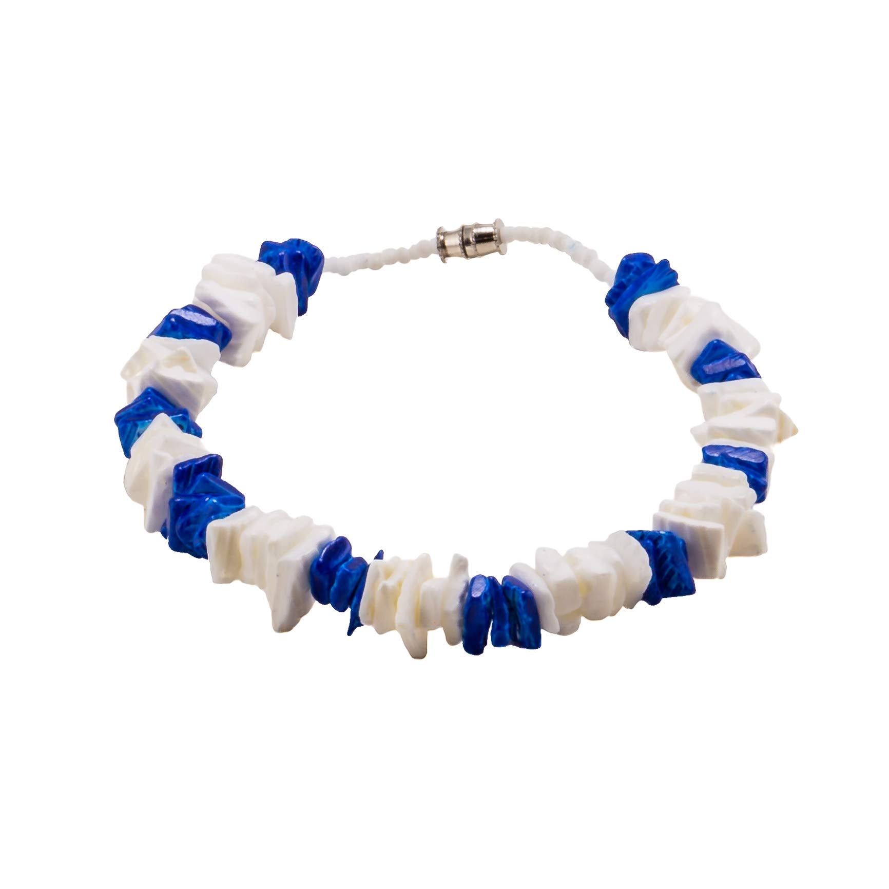 Dark Blue and White Puka Chip Shells Necklace & Anklet Set