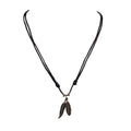 Two Feather Pendants on Adjustable Rope Necklace