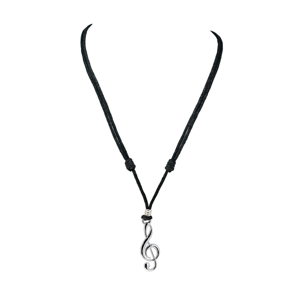 Treble Clef Pendant on Adjustable Rope Necklace