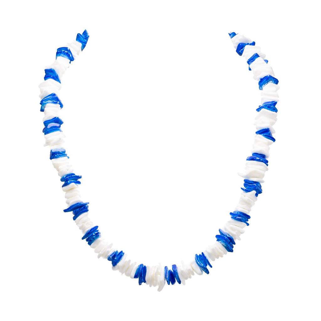 Dark Blue and White Puka Chip Shells Necklace & Anklet Set