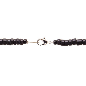 1"+ Shark Tooth Pendant on Black Coconut Beads Necklace