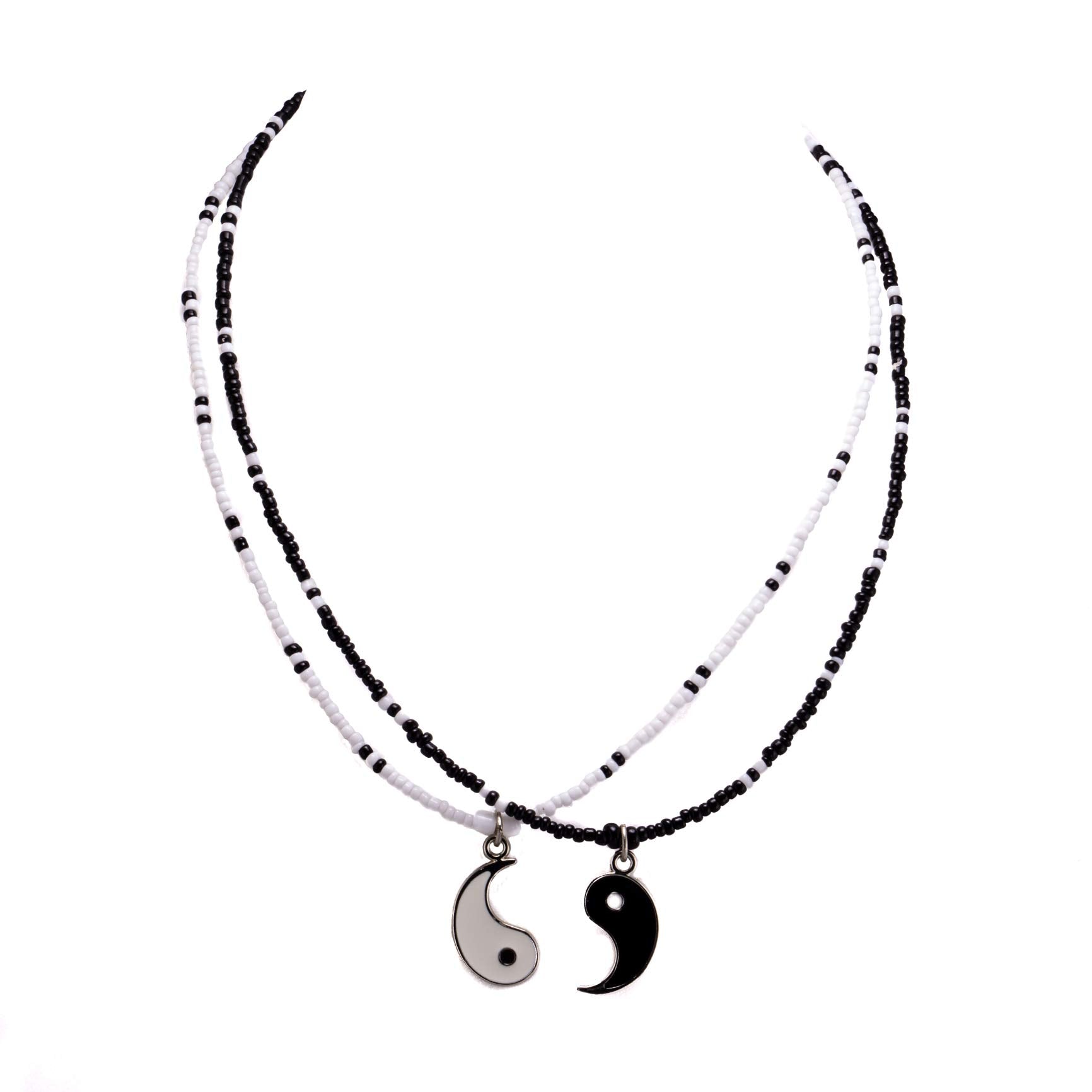 Yin and Yang Pendants on Seed Beads Necklaces Set