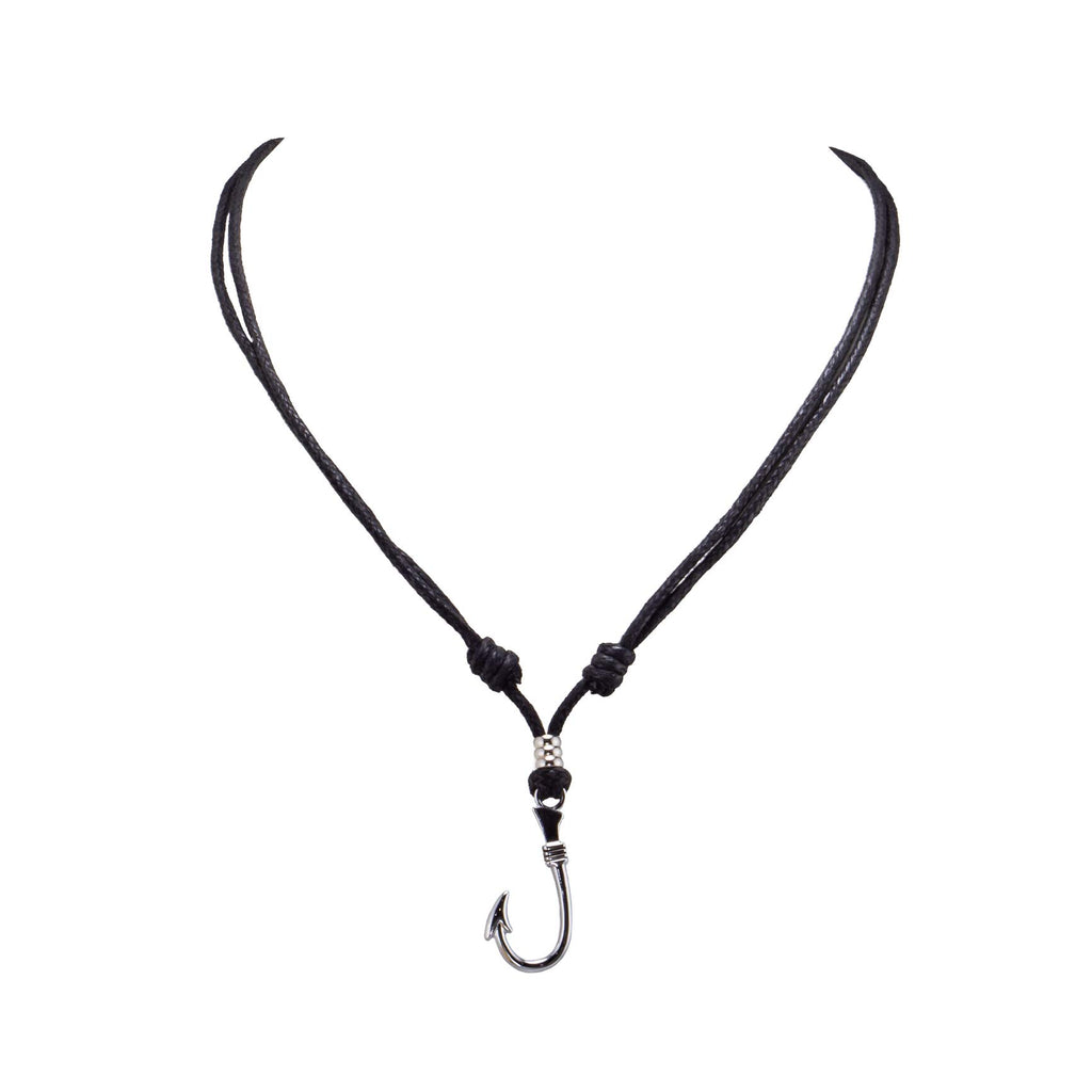 Fish Hook Pendant on Adjustable Rope Necklace