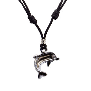 Dolphin Pendant on Adjustable Rope Necklace