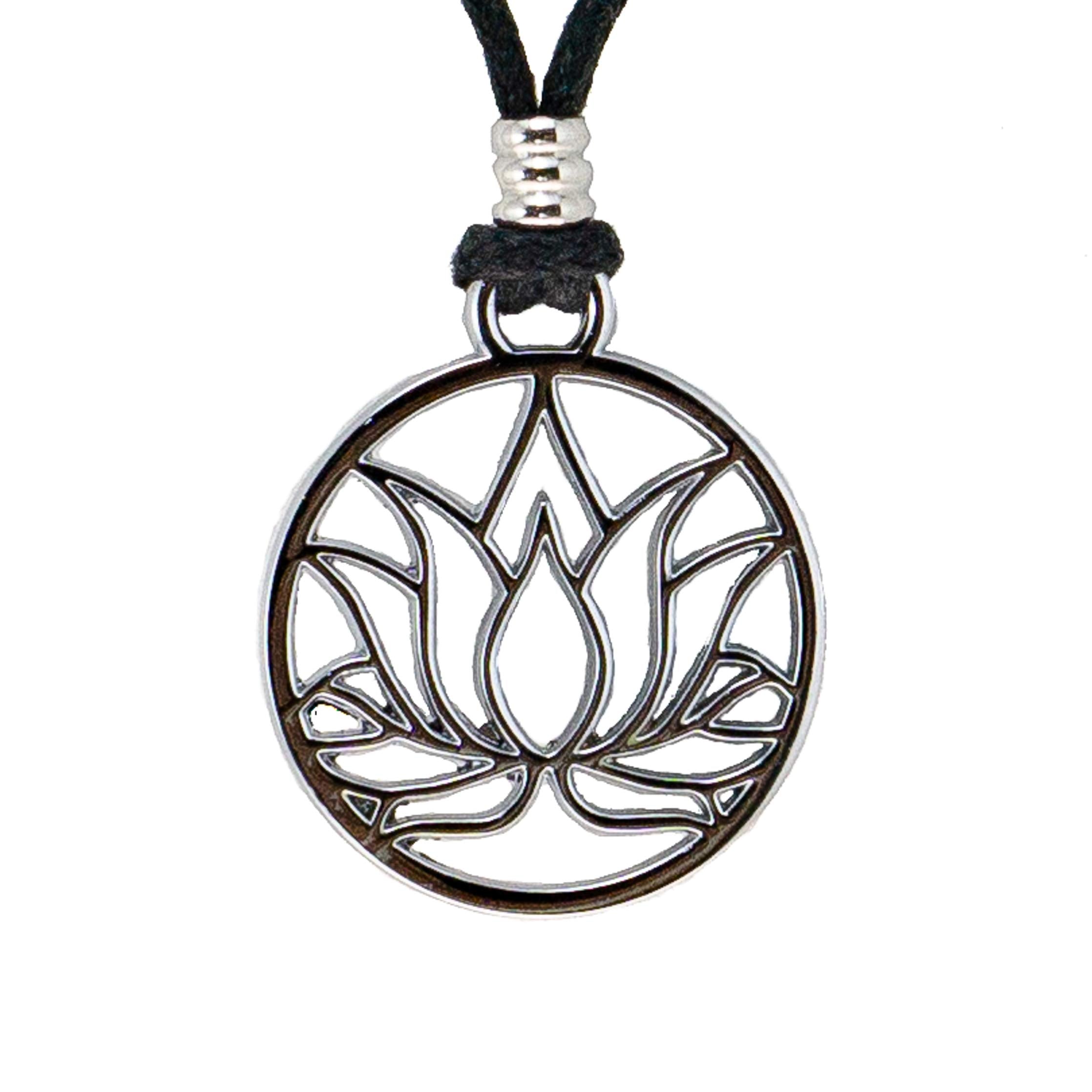 Lotus Flower Pendant on Adjustable Rope Necklace