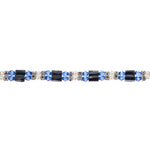 Load image into Gallery viewer, Magnetic Hematite Beaded Wrap Bracelet, Anklet or Necklace with Genuine Fresh Water Pearls (Blue)
