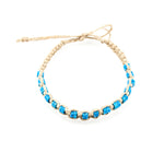 Load image into Gallery viewer, Blue Puka Shell Beads on Hemp Anklet Bracelet
