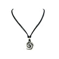 Koru Spiral Wave Pendant on Adjustable Rope Necklace