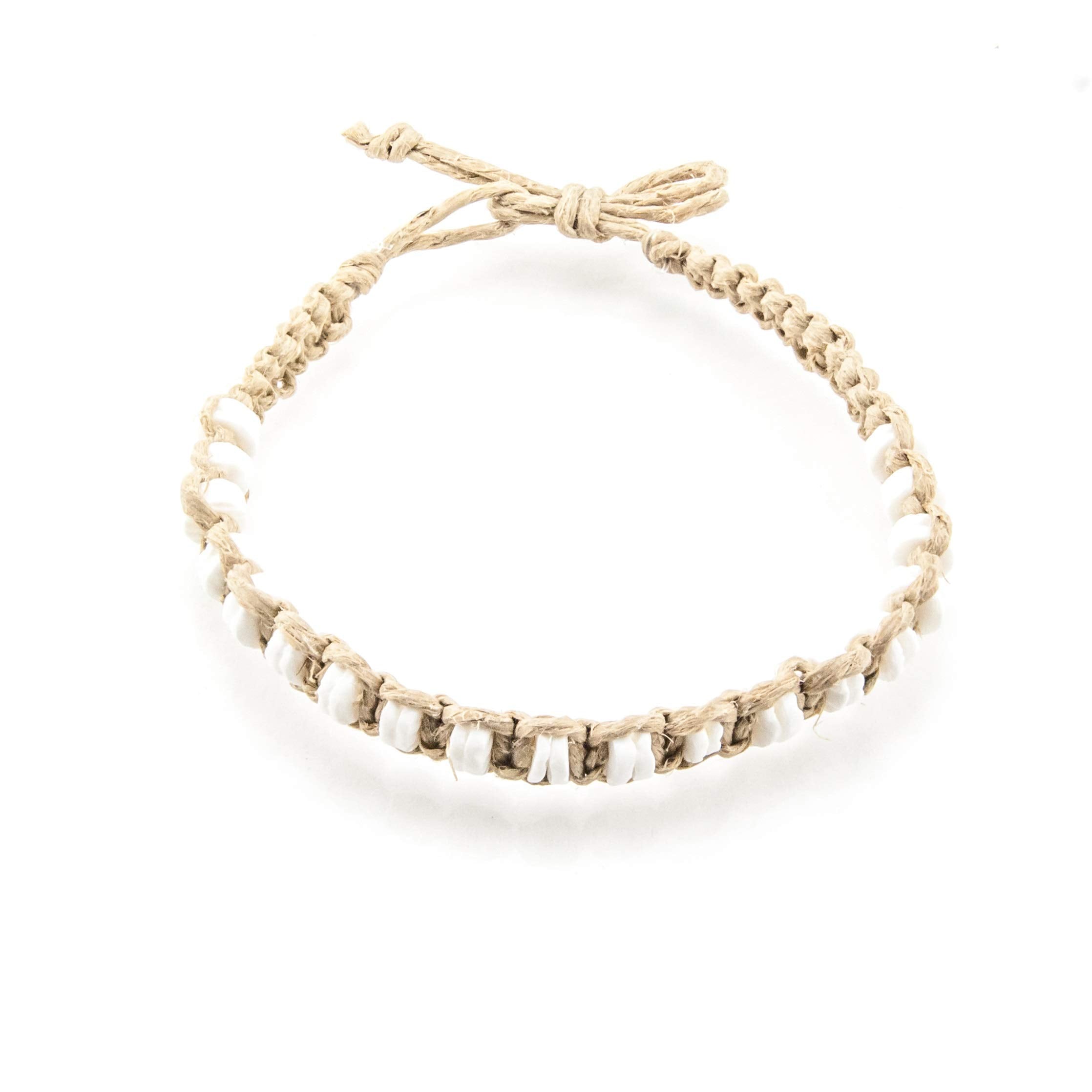 Puka Shell Beads on Hemp Anklet Bracelet