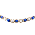 Load image into Gallery viewer, Dark Blue and White Cat&#39;s Eye Beads (7mm) on Hemp Choker Necklace
