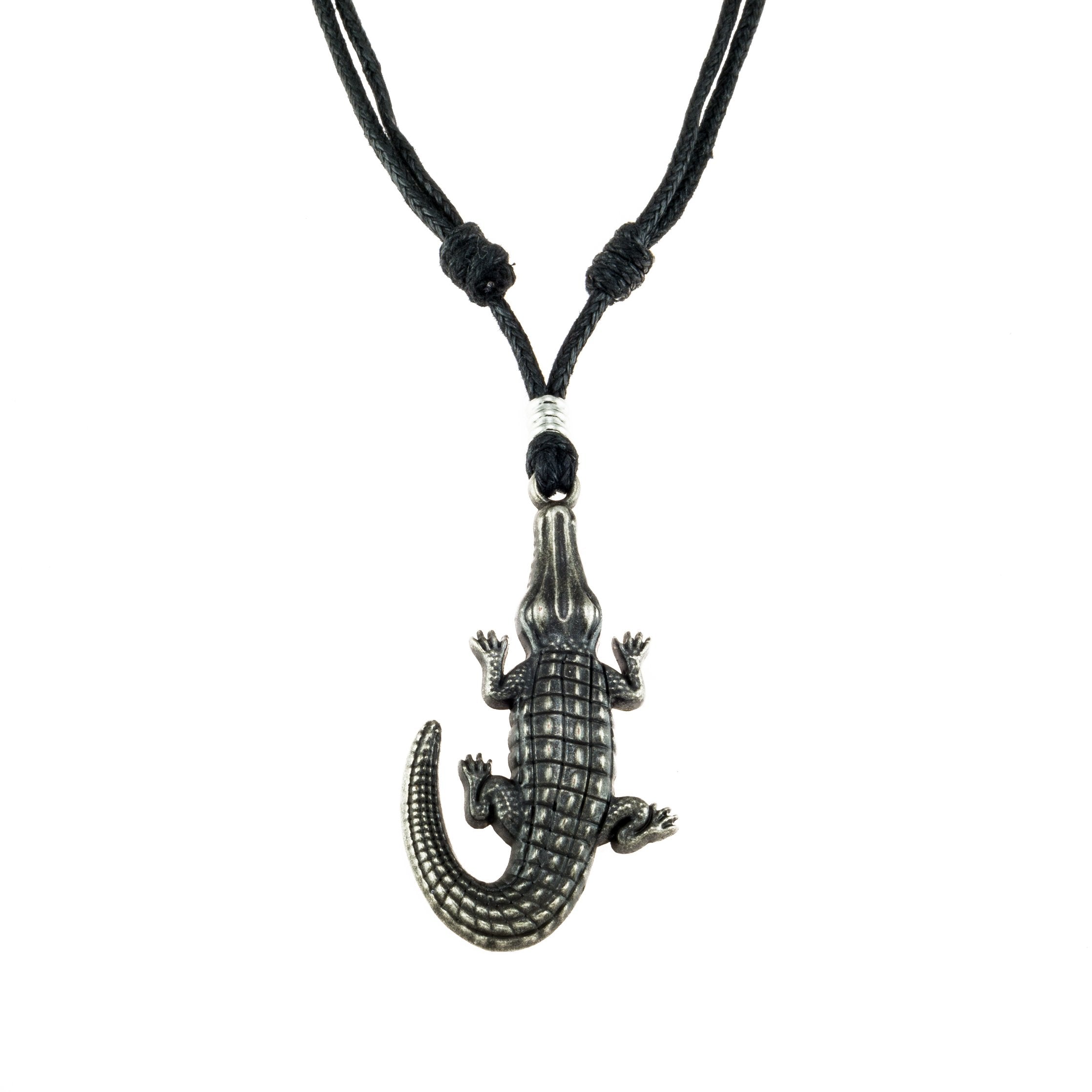Alligator Pendant on Adjustable Rope Necklace
