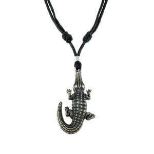 Alligator Pendant on Adjustable Rope Necklace