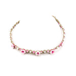 Load image into Gallery viewer, Pink Flowers and Puka Shell Beads on Hemp Choker Necklace
