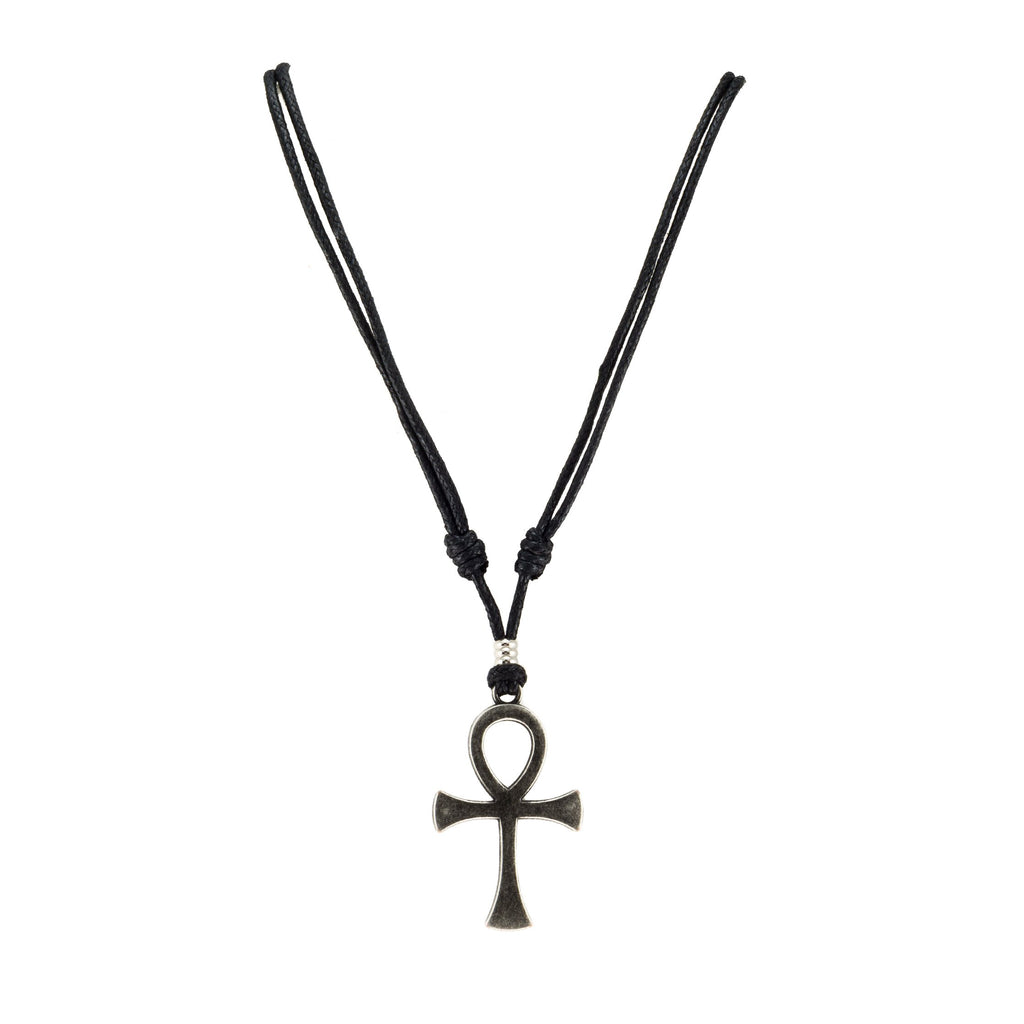 Ankh Cross Pendant on Adjustable Rope Necklace