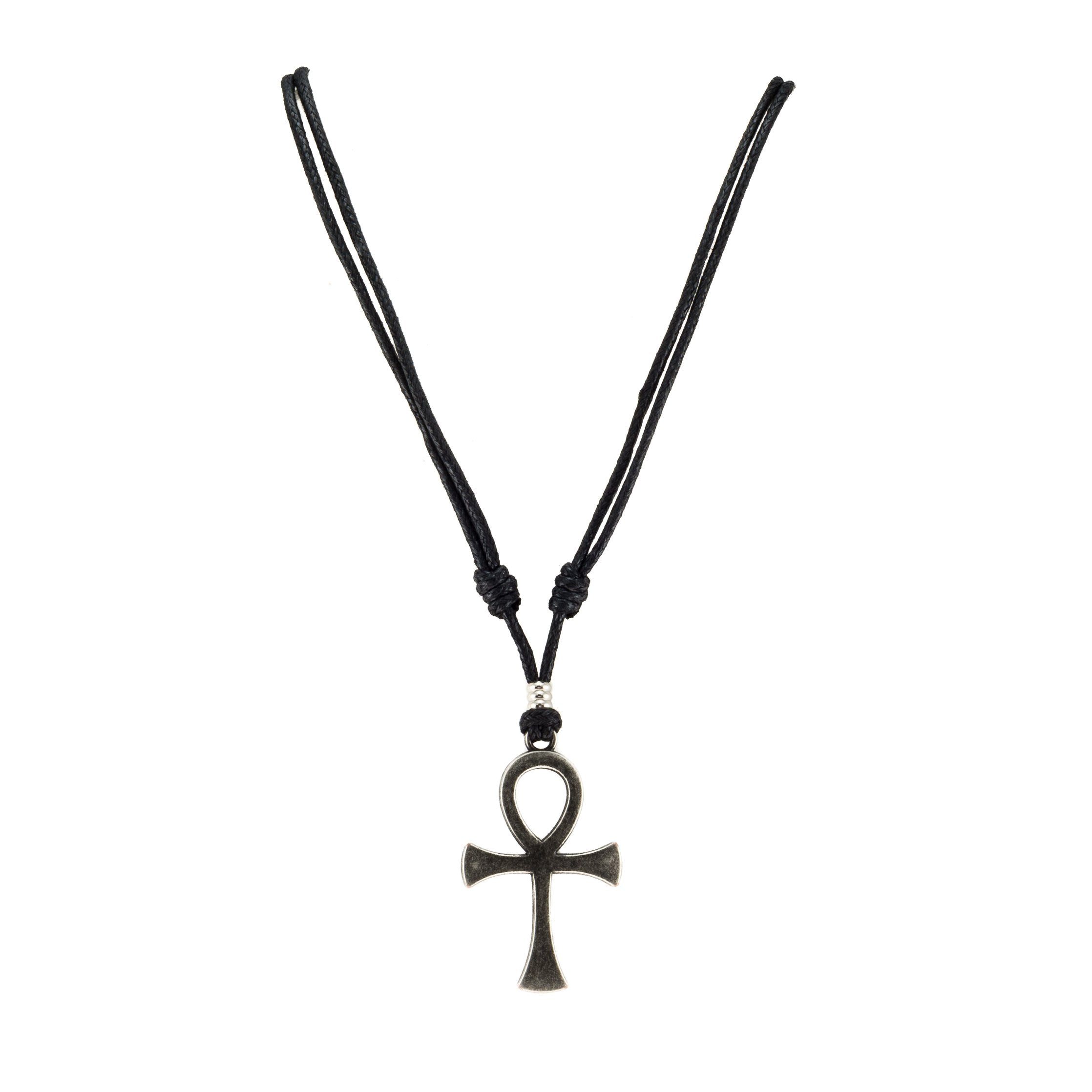 Ankh Cross Pendant on Adjustable Rope Necklace