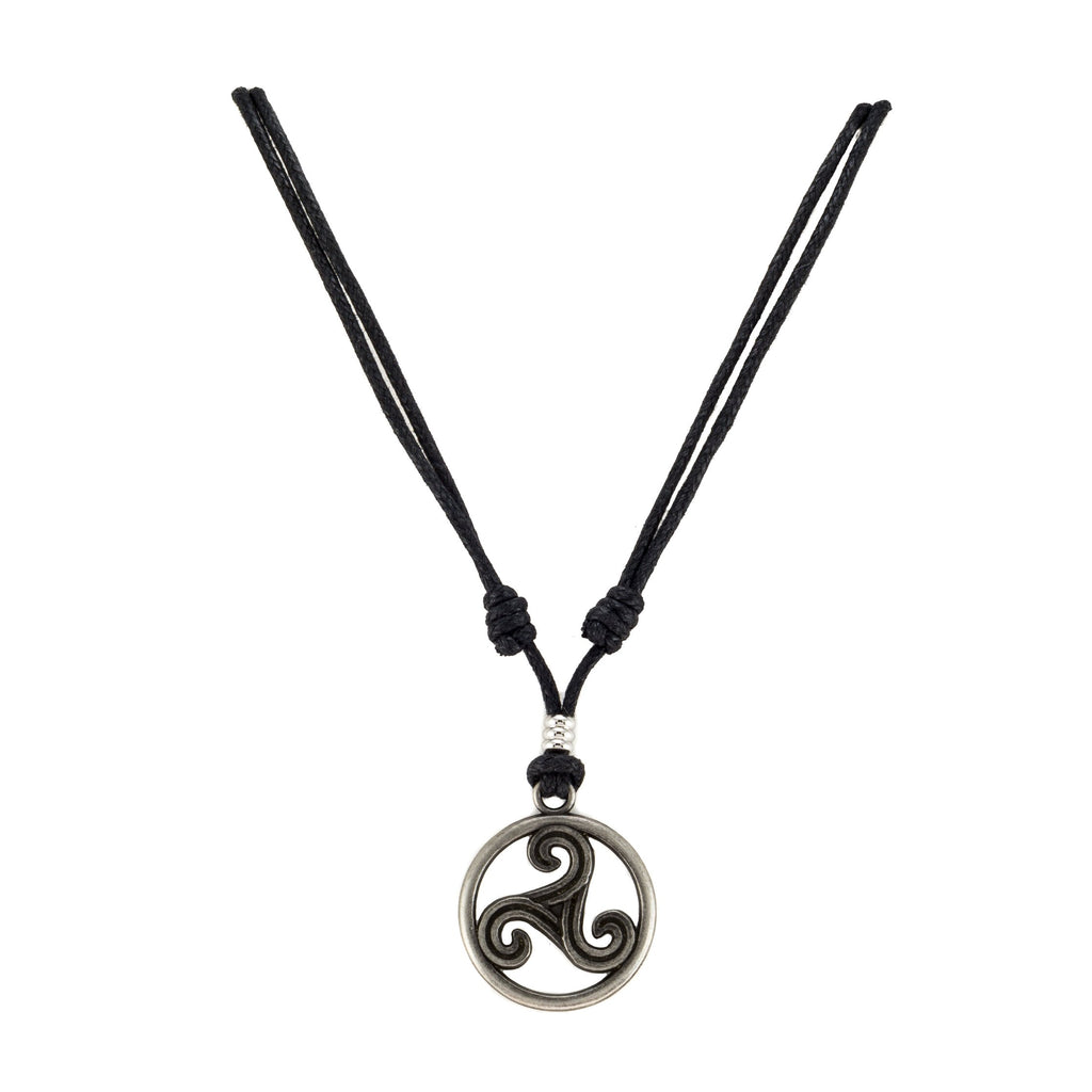 Celtic Triskelion Pendant on Adjustable Rope Necklace