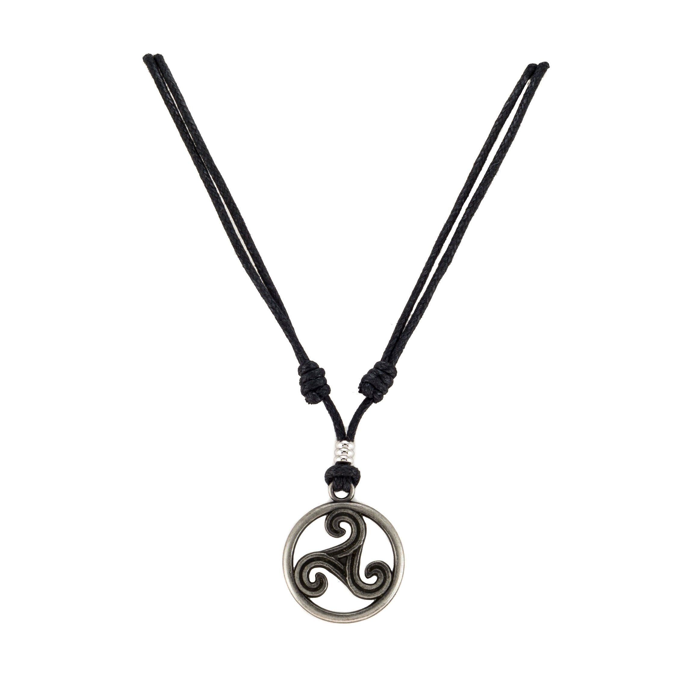Celtic Triskelion Pendant on Adjustable Rope Necklace