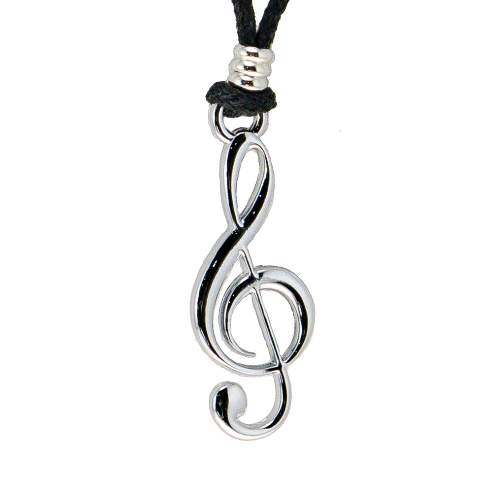 Treble Clef Pendant on Adjustable Rope Necklace