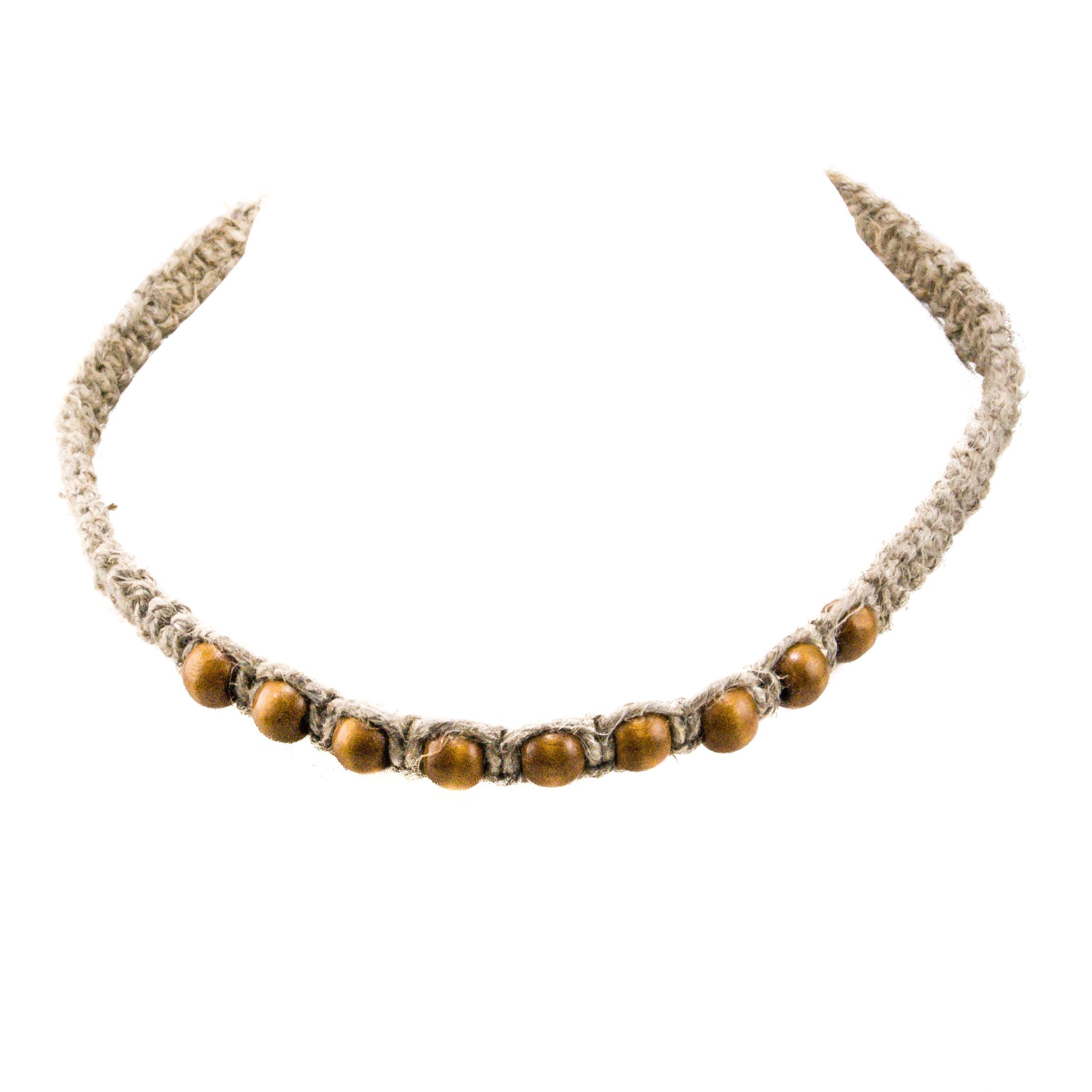Brown Wood Beads (8mm) on Hemp Choker Necklace
