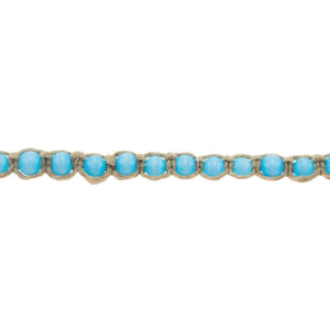 Turquoise Blue Cat's Eye Beads (7mm) on Hemp Anklet Bracelet