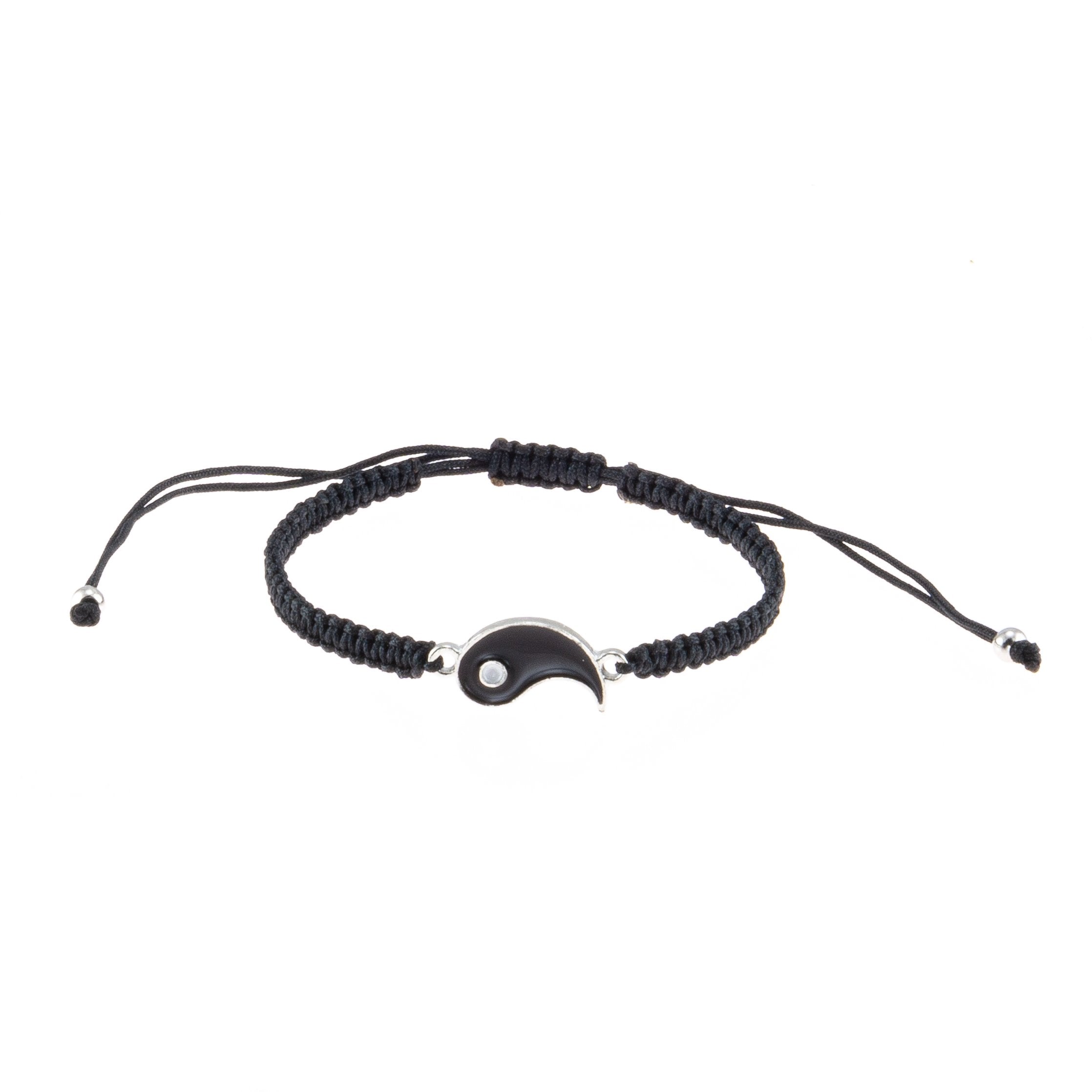 Yin and Yang on Adjustable Braided Cord Bracelet Set