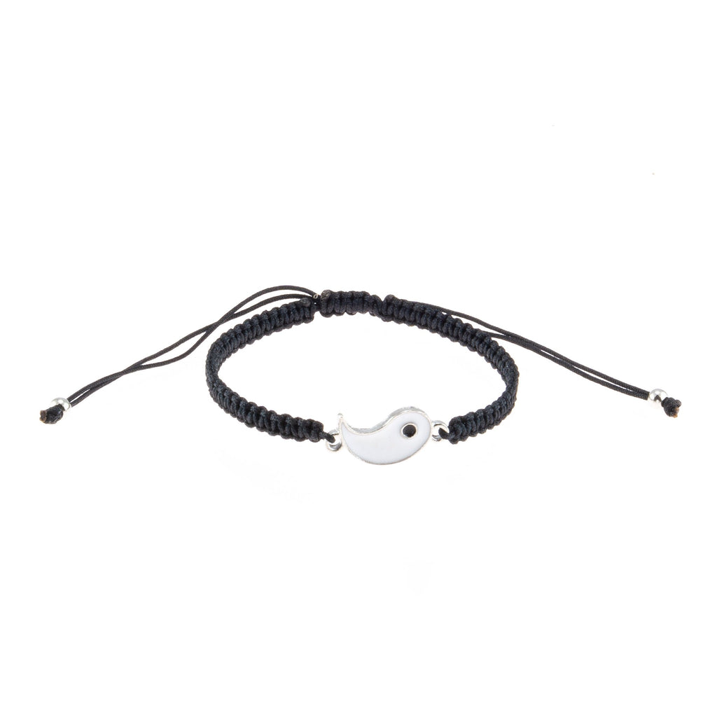 Yin and Yang on Adjustable Braided Cord Bracelet Set