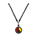 Load image into Gallery viewer, Rasta Peace Pendant on Adjustable Cord Necklace
