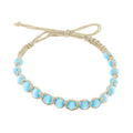 Turquoise Blue Cat's Eye Beads (7mm) on Hemp Anklet Bracelet
