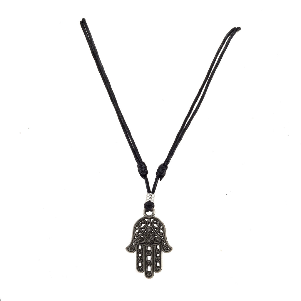 Hamsa Pendant on Adjustable Rope Necklace