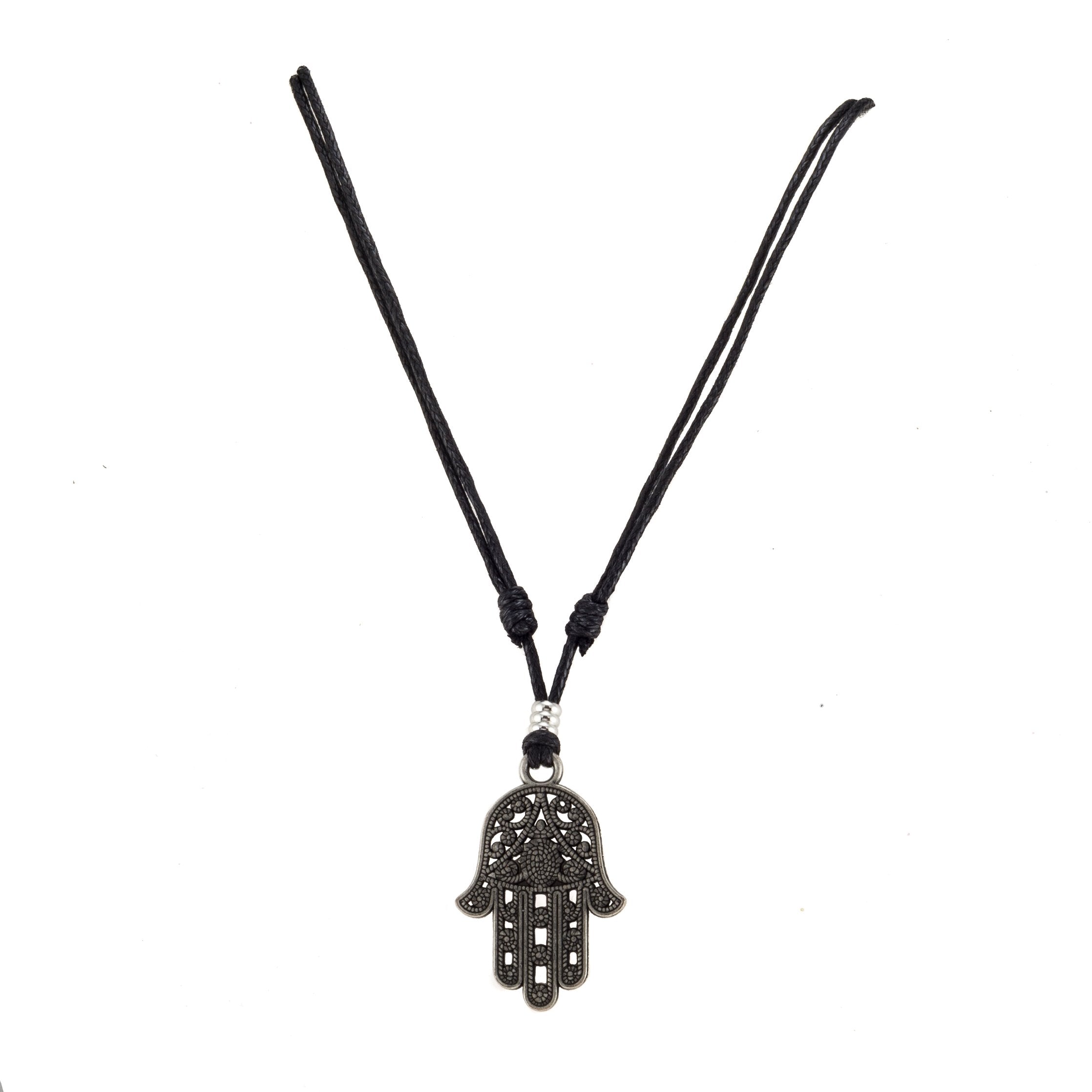 Hamsa Pendant on Adjustable Rope Necklace