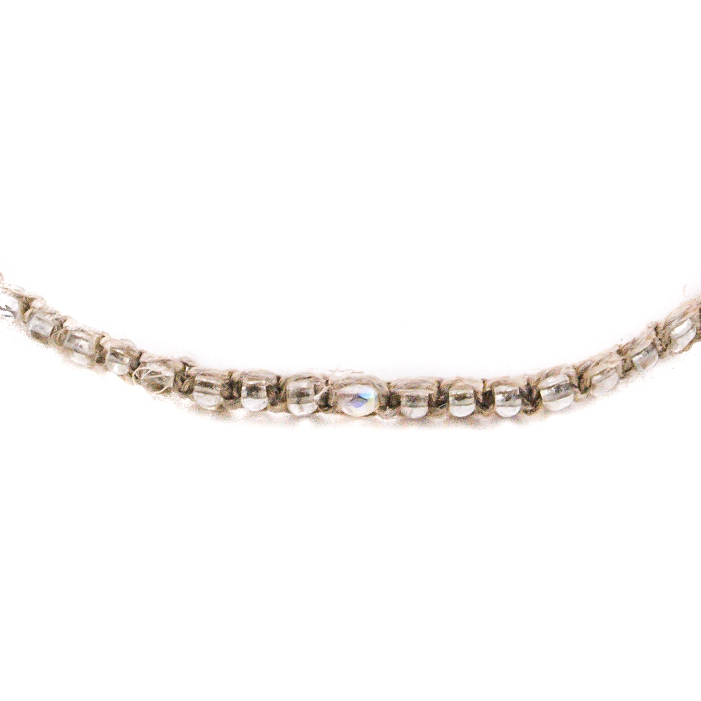 Clear and Iridescent Beads on Hemp Choker Necklace