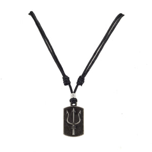 Trident Dog-tag Pendant on Adjustable Rope Necklace