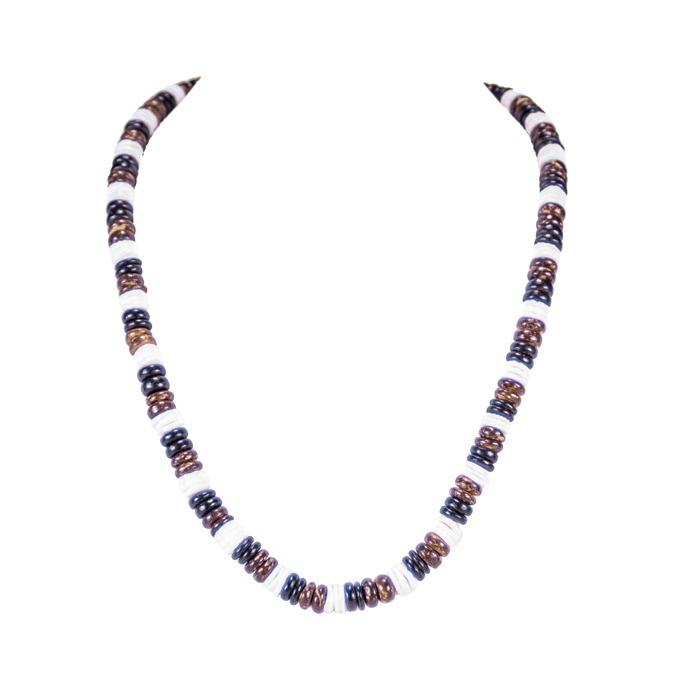 Black & Brown Coconut Beads and Puka Shell Beads Necklace & Bracelet Set