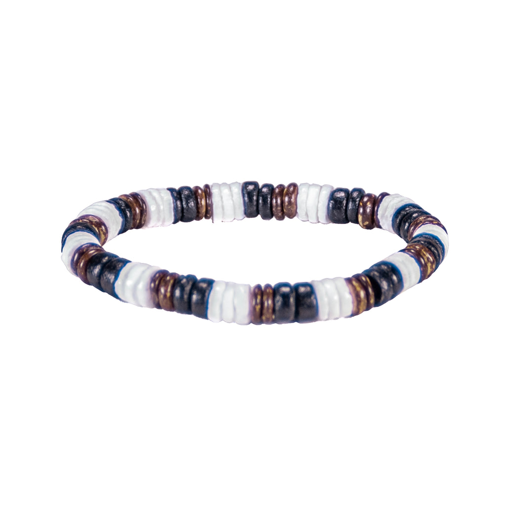 Black & Brown Coconut Beads and Puka Shell Beads Necklace & Bracelet Set