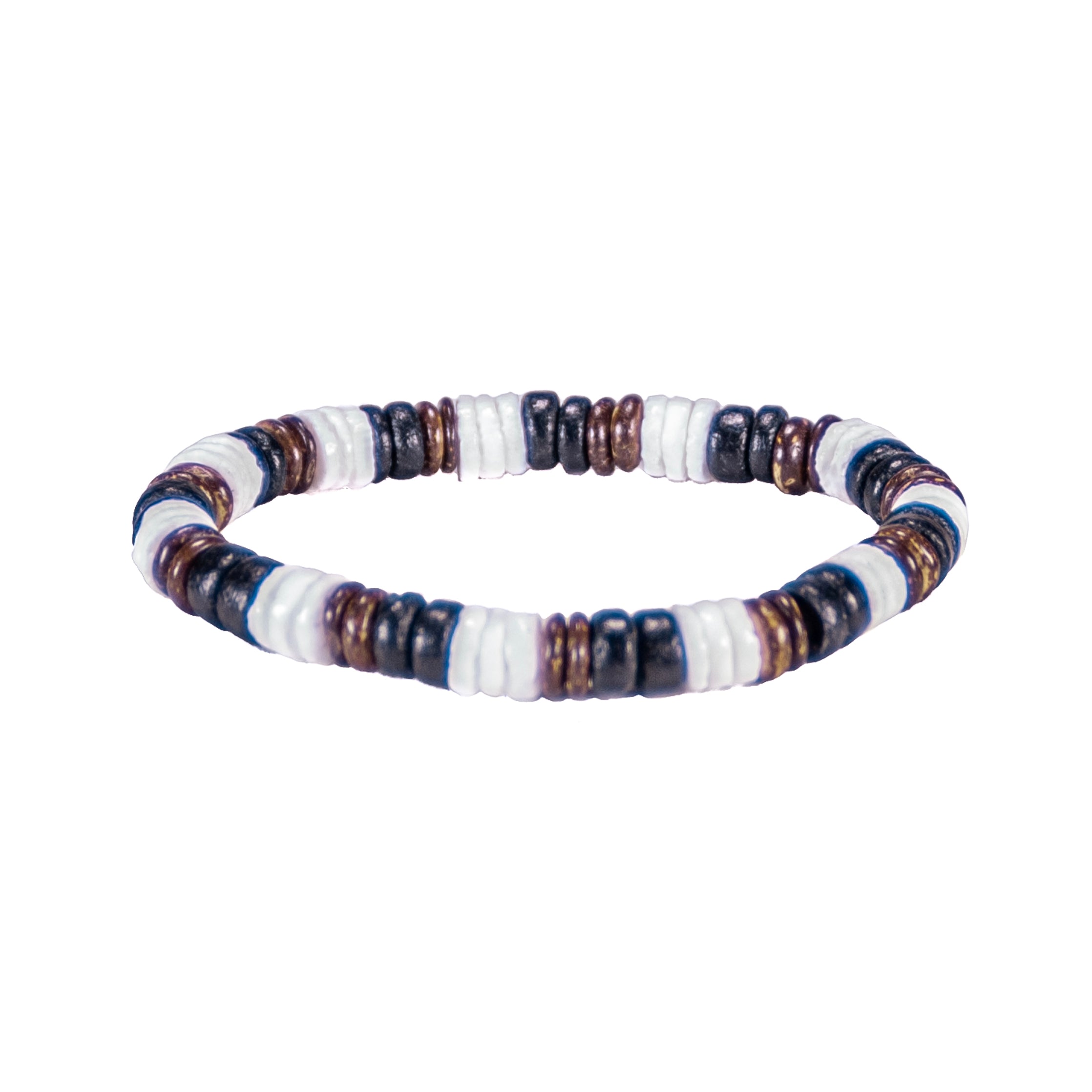 Black & Brown Coconut Beads and Puka Shell Beads Necklace & Bracelet Set