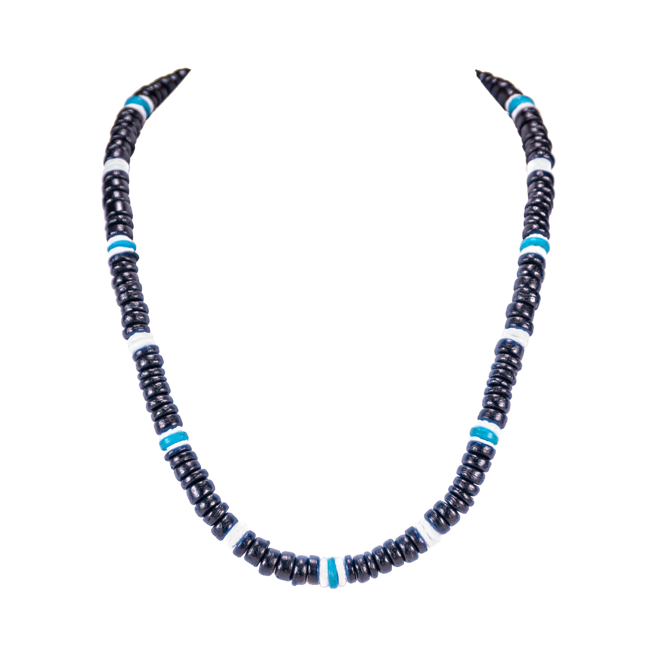 Black & Blue Coconut Beads and Puka Shell Beads Necklace & Bracelet Set