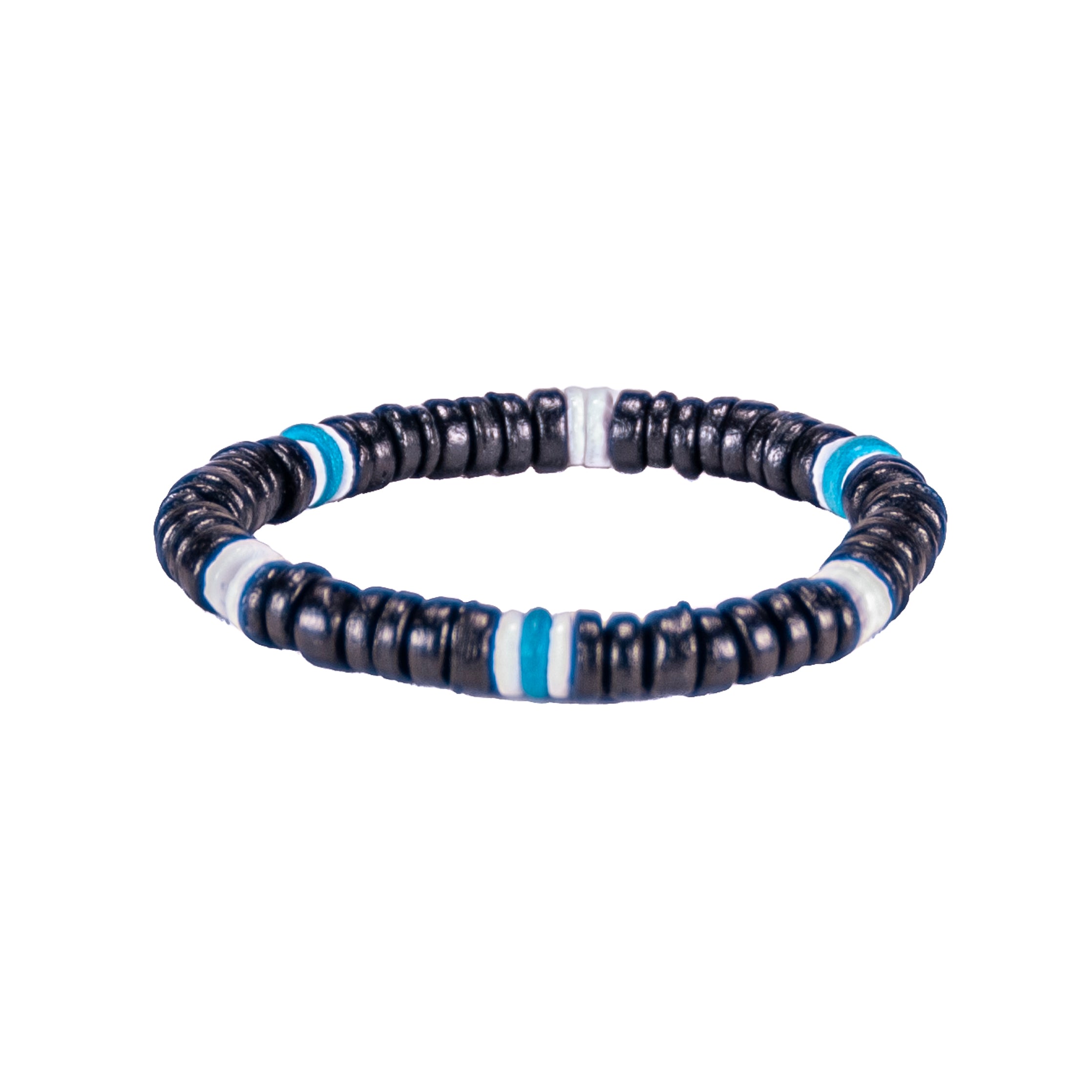 Black & Blue Coconut Beads and Puka Shell Beads Necklace & Bracelet Set