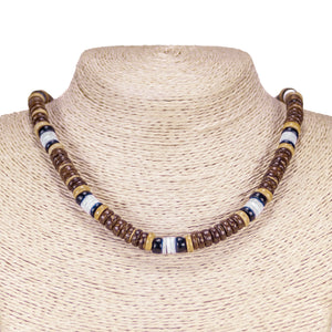 Brown & Black Coconut Beads and Puka Shell Beads Necklace & Bracelet Set