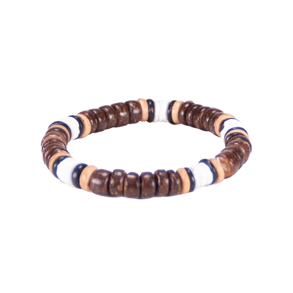 Brown & Black Coconut Beads and Puka Shell Beads Necklace & Bracelet Set