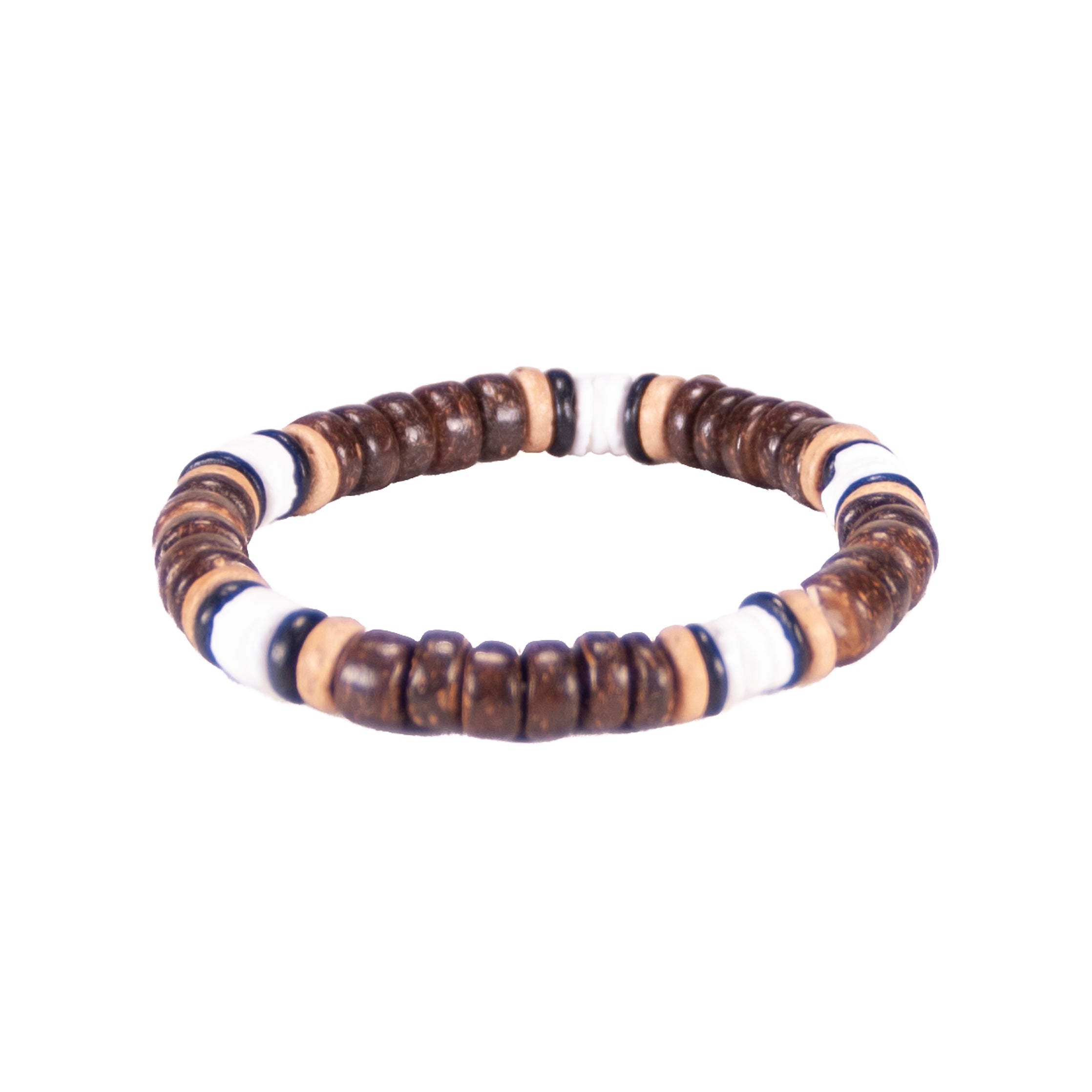 Brown & Black Coconut Beads and Puka Shell Beads Necklace & Bracelet Set